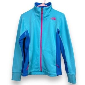 North Face Polartec Fleece Jacket Light Blue Pink Full Zip Small Transitional